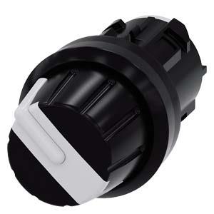 Interruptor com manípulo, 22mm, redondo plástico, branco, botão rotativo, 4 posições de comutação