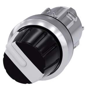 Interruptor com manípulo, 22mm, redondo, metal, brilhante, branco, botão rotativo