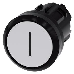 Botão de pressão, 22mm, redondo plástico, branco, inscrição: I, botão de pressão