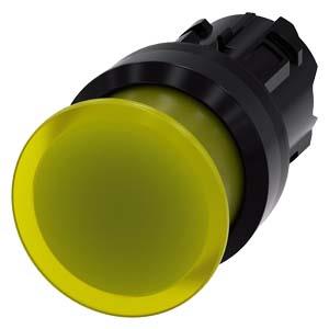 Botão cogumelo, iluminado, 22mm, redondo, plástico, amarelo, 30mm