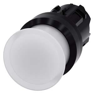 Botão cogumelo, iluminado, 22mm, redondo, plástico, branco, 30mm