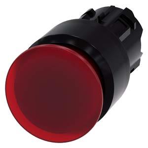 Botão cogumelo, iluminado, 22mm, redondo plástico, vermelho, 30mm