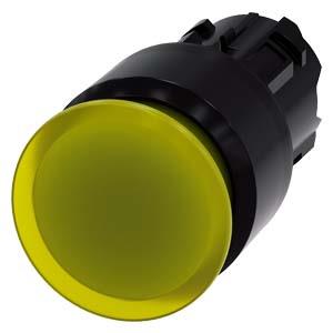 Botão cogumelo, iluminado, 22mm, redondo, plástico, amarelo, 30mm