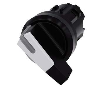 Interruptor com manípulo, iluminável, 22mm, redondo, plástico, preto, branco