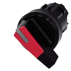 Interruptor com manípulo, iluminável, 22mm, redondo, plástico, vermelho