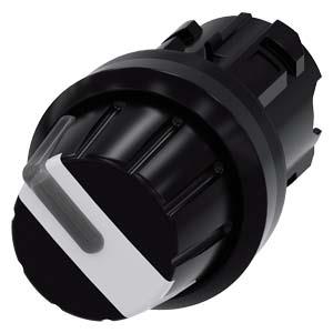 Interruptor com manípulo, iluminável, 22mm, redondo, plástico, preto, branco