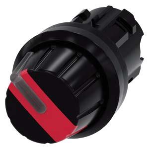 Interruptor com manípulo, iluminável, 22mm, redondo plástico, vermelho, botão rotativo