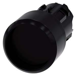 Botão de pressão, 22mm, redondo plástico, preto, anel frontal