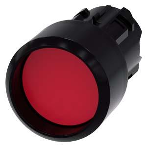 Botão de pressão, 22mm, redondo plástico, vermelho, anel frontal