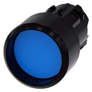 Botão de pressão, 22mm, redondo plástico, azul, anel frontal