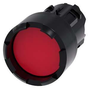 Botão de pressão, 22mm, redondo plástico, vermelho, anel frontal