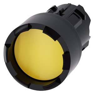 Botão de pressão, 22mm, redondo plástico, amarelo, anel frontal