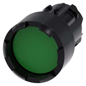 Botão de pressão, 22mm, redondo plástico, verde, anel frontal