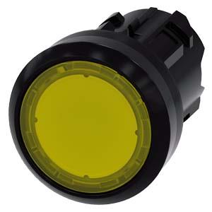 Botão de pressão, iluminado, 22mm, redondo, plástico, amarelo, botão de comando
