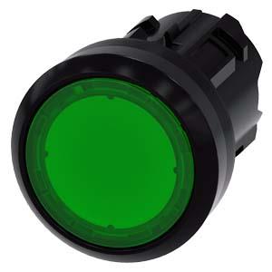 Botão de pressão, iluminado, 22mm, redondo, plástico, verde, botão de comando