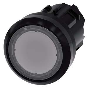 Botão de pressão, iluminado, como sinalizador luminoso, 22mm, redondo, plástico, claro