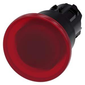 Botão cogumelo, iluminado, 22mm, redondo plástico, vermelho, 40mm