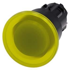 Botão cogumelo, iluminado, 22mm, redondo, plástico, amarelo, 40mm
