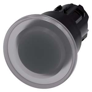 Botão cogumelo, iluminado, 22mm, redondo plástico, transparente, 40mm