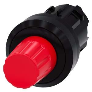 Botão de parada, 22mm, redondo plástico, vermelho, botão de comando elevado, encaixável
