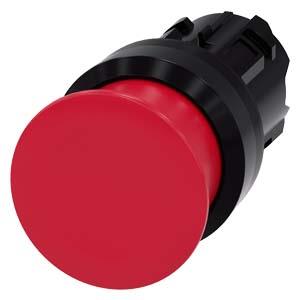 Botão cogumelo, 22mm, redondo, plástico, vermelho, 30mm