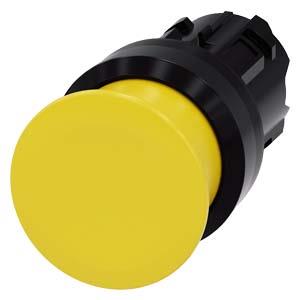 Botão cogumelo, 22mm, redondo plástico, amarelo, 30mm