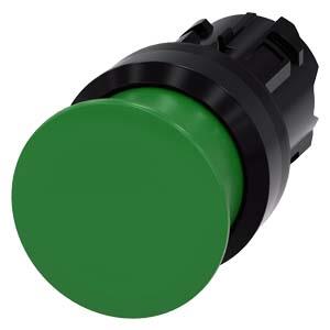 Botão cogumelo, 22mm, redondo, plástico, verde, 30mm