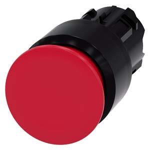 Botão cogumelo, 22mm, redondo, plástico, vermelho, 30mm
