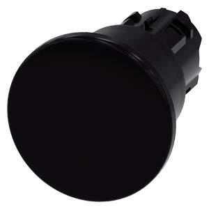Botão cogumelo, 22mm, redondo, plástico, preto