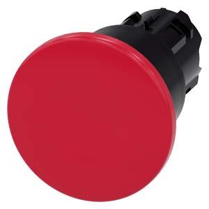 Botão cogumelo, 22mm, redondo, plástico, vermelho