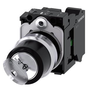 Interruptor de chave RONIS, 22mm, redondo, metal, alto brilho, retirada da chave O+I