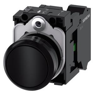 Botão de pressão, 22mm, redondo plástico, preto, botão de comando, 1NA
