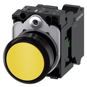 Botão de pressão, 22mm, redondo, plástico, amarelo, botão de comando, 1NA
