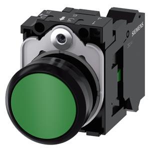 Botão de botão de pressão, 22mm, redondo plástico, verde, botão de comando, 1NA