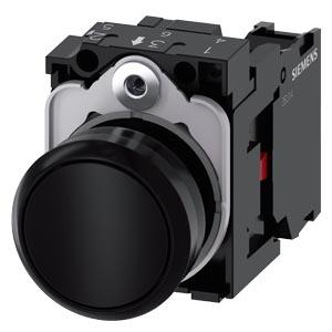 Botão de pressão, 22mm, redondo plástico, preto, botão de comando, 1NF
