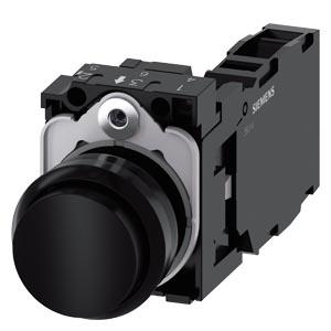 Botão de pressão, 22mm, redondo plástico, preto, botão de comando, 1NA+1NF