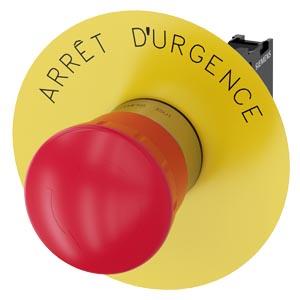 Botão cogumelo de parada de emergência, 22mm, redondo, metal, brilhante, vermelho, 1NF