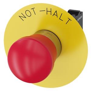 Botão cogumelo de parada de emergência, 22mm, redondo, metal, brilhante, vermelho, 1NF