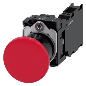 Botão cogumelo, 22mm, redondo, plástico, vermelho, 1NA+1NF