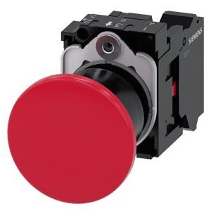 Botão cogumelo, 22mm, redondo, plástico, vermelho, 1NF