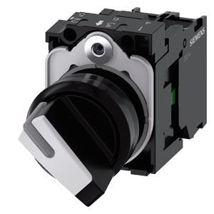 interruptor com manípulo, iluminável, 22mm, redondo, plástico, preto, branco, 110V CA, 1NA