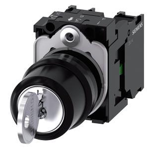 Interruptor de chave RONIS, 22mm, redondo, plástico, retirada da chave I+O+II
