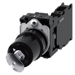 Interruptor de chave Siemens, C, 22mm, redondo, plástico, retirada da chave O+I, 1NA+1NF