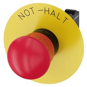 Botão cogumelo de parada de emergência, 22mm, redondo, plástico, vermelho, 1NF