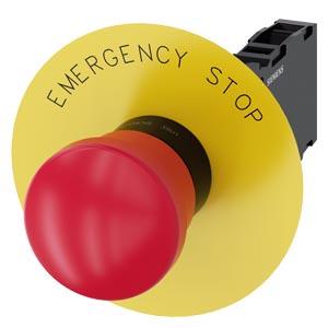 Botão cogumelo de parada de emergência, 22mm, redondo, plástico, vermelho, 1NA+1NF