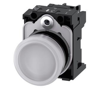 Sinalizador luminoso, 22mm, redondo, plástico, branco, lente, plano, 110V CA