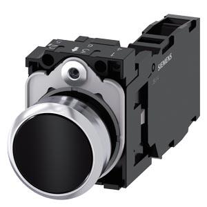 Botão de pressão, 22mm, redondo, metal, alto brilho, preto, botão de comando, 1NA+1NF