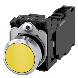 Botão de pressão, 22mm, redondo, metal, alto brilho, amarelo, botão de comando, 1NA+1NF