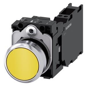 Botão de pressão, 22mm, redondo, metal, alto brilho, amarelo, botão de comando, 1NA+1NF