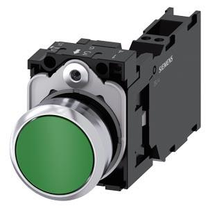 Botão de pressão, 22mm, redondo, metal, alto brilho, verde, botão de comando, 1NA+1NF